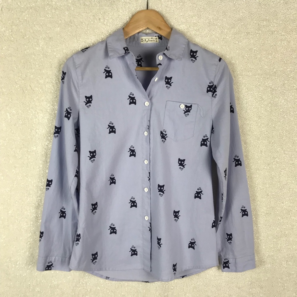 YESSTYLE Z & J Oringinality Collared Cat Shirt